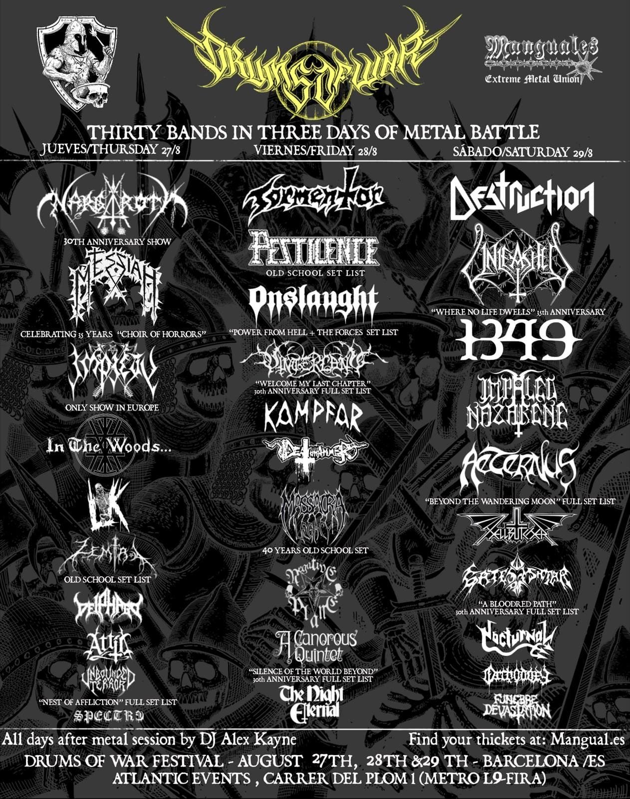Drums of War Festival 2026 desvela su reparto por días: tres jornadas de metal extremo en Barcelona – Atanathos