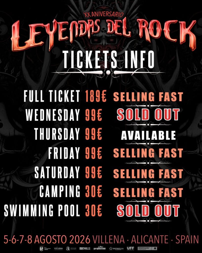 Leyendas del Rock 2026; actualización venta de entradas – Atanathos