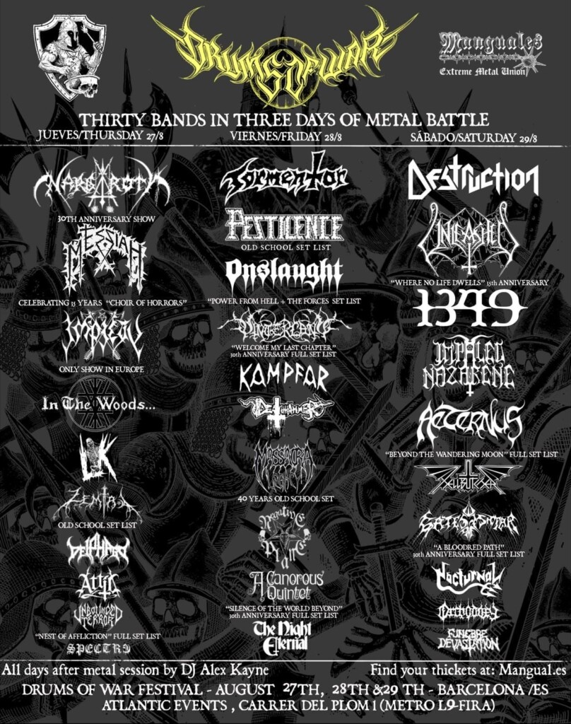DRUMS OF WAR anuncia fiestas de presentación oficiales en Madrid, Valencia y Barcelona – Atanathos