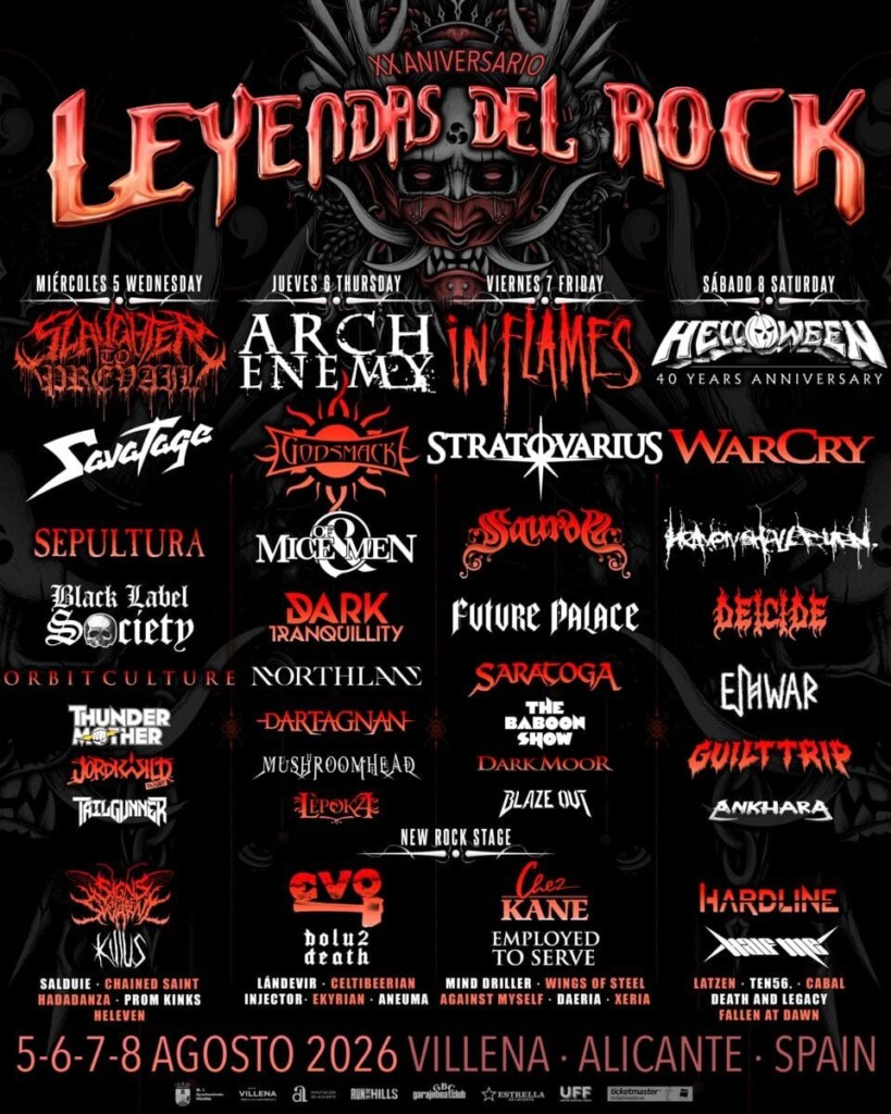 LEYENDAS DEL ROCK 2026: Desvelados los horarios oficiales de actuación de su XX Aniversario – Atanathos